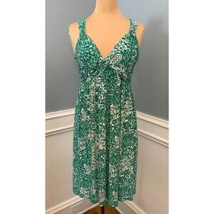 Daisy Fuentes Dress Womens M Fit & Flare Sleeveless V-Neck Midi Floral Stretch
